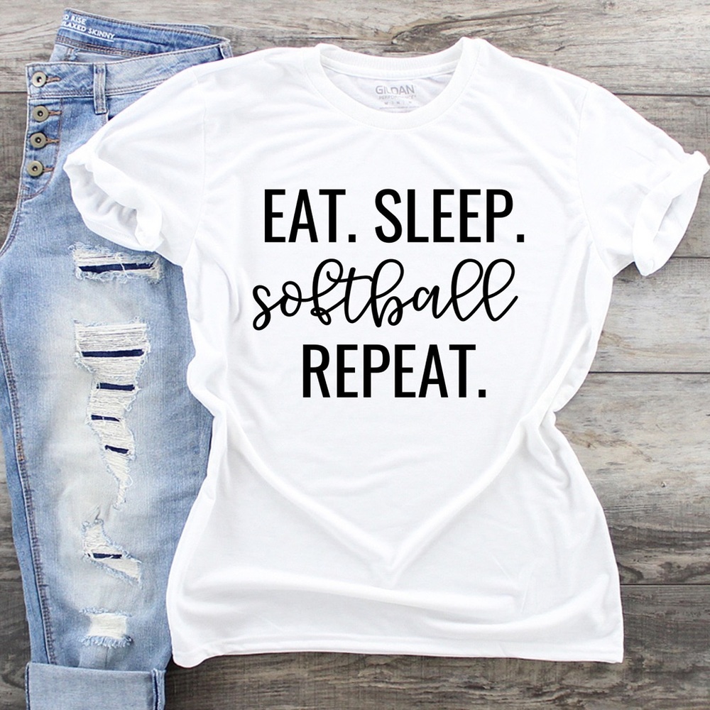 NWT Eat Sleep Softball Repeat Graphic Tee